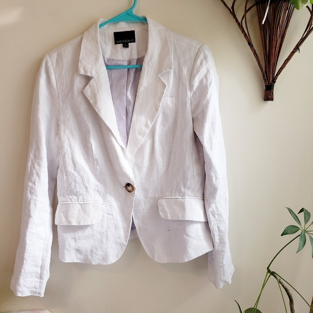 Rare Vintage Cynthia Rowley Women's Small 100% Linen Blazer Jacket